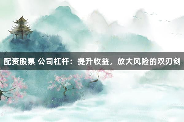 配资股票 公司杠杆：提升收益，放大风险的双刃剑