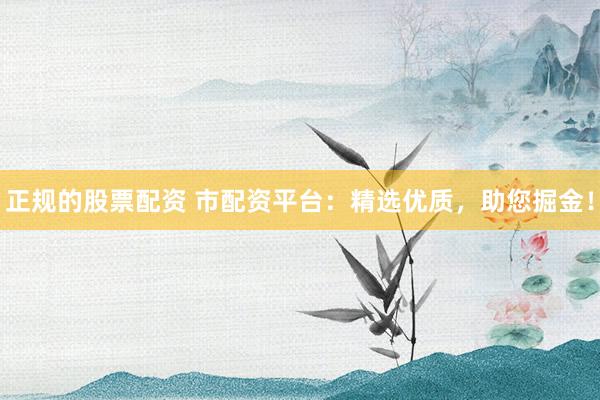 正规的股票配资 市配资平台：精选优质，助您掘金！