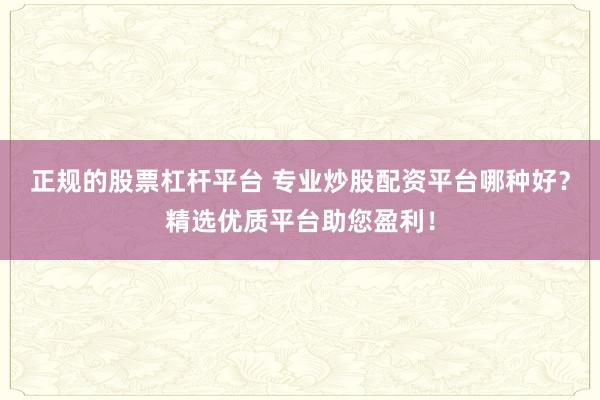 正规的股票杠杆平台 专业炒股配资平台哪种好？精选优质平台助您盈利！