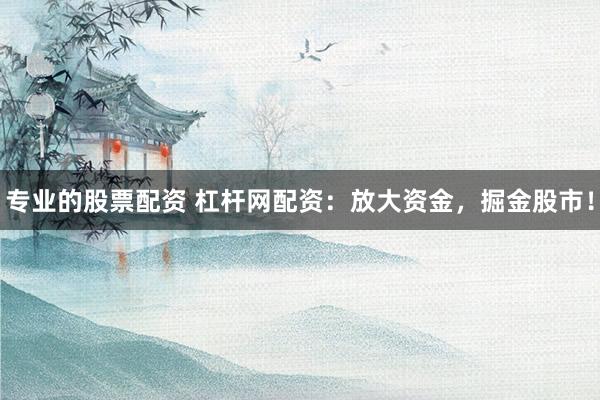 专业的股票配资 杠杆网配资：放大资金，掘金股市！