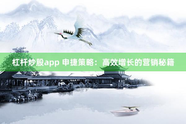 杠杆炒股app 申捷策略：高效增长的营销秘籍