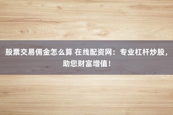 股票交易佣金怎么算 在线配资网：专业杠杆炒股，助您财富增值！