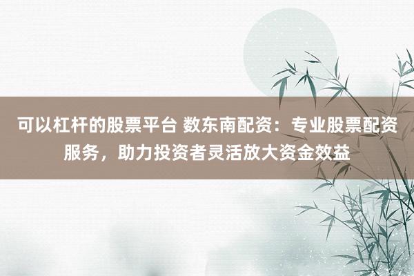 可以杠杆的股票平台 数东南配资:专业股票配资服务,助力投资者灵活放大资金效益