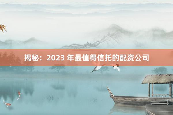 揭秘：2023 年最值得信托的配资公司
