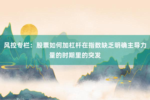 风控专栏：股票如何加杠杆在指数缺乏明确主导力量的时期里的突发