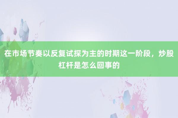 在市场节奏以反复试探为主的时期这一阶段,炒股杠杆是怎么回事的