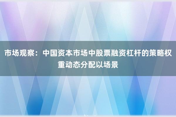 市场观察：中国资本市场中股票融资杠杆的策略权重动态分配以场景